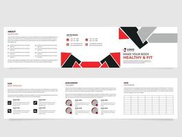 fitness, Academia ou saúde panorama tri dobra cuidados de saúde o negócio folheto Projeto mínimo e moderno ginástica cobrir página, e folheto ioga folheto Projeto modelo vetor