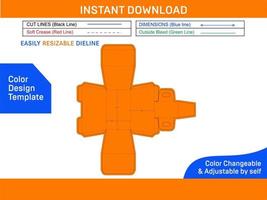 cartão levar caixa com lidar com dieline modelo e 3d caixa Projeto cor Projeto modelo vetor