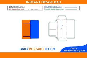 banco depósito envelope ou Duplo cupom envelope dieline modelo caixa dieline e 3d caixa vetor