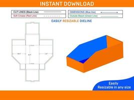 cartão armazenamento bin caixa dieline modelo e 3d render Arquivo caixa dieline e 3d caixa vetor