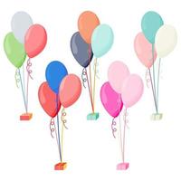 balões de hélio brilhante de cor isolados em fundo transparente. decorações de festa para aniversário, aniversário, comemoração vetor