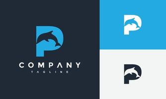 carta p golfinho logotipo vetor