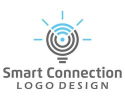 inteligente luz lâmpada e Wi-fi conexão logotipo Projeto. vetor