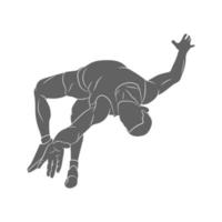 silhueta atleta salta de altura em um fundo branco. ilustração vetorial vetor