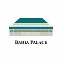palácio da bahia em marrocos. este é um palácio requintado de Marraquexe, um palácio desenhado com 160 quartos. vale a viagem pela cultura e pela diversidade. ilustração em vetor plana dos desenhos animados