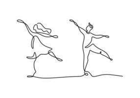 um desenho de linha do jovem casal feliz masculino e feminino está dançando juntos. uma mulher e um homem dançando pose elegantemente. conceito de relacionamento romântico isolado no fundo branco. ilustração vetorial vetor
