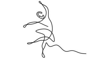 uma única linha de desenho de bailarina mulher sexy. uma linda dançarina de balé mostra o movimento de dança isolado no fundo branco. estilo minimalista de conceito de bailarina profissional. ilustração vetorial