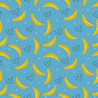 padrão sem emenda de banana amarela bonito e engraçado. ilustração em vetor desenhado à mão com bananas para design de produtos de crianças em fundo de cor pastel. ilustração vetorial desenho animado frutas frescas