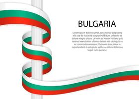 acenando fita em pólo com bandeira do Bulgária. modelo para independente vetor