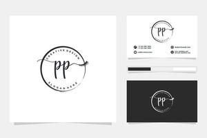 inicial pp feminino logotipo coleções e o negócio cartão modelo Prêmio vetor