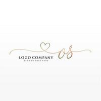 inicial os feminino logotipo coleções modelo. caligrafia logotipo do inicial assinatura, casamento, moda, joalheria, butique, floral e botânico com criativo modelo para qualquer companhia ou negócios. vetor