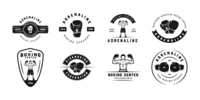 boxe e marcial artes logotipo Distintivos e etiquetas dentro vintage estilo. motivacional cartazes com inspirado citações. vetor