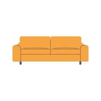 imagem vetorial de um sofá laranja em um fundo branco. elemento para interior, sala de estar. design moderno, ícone vetor