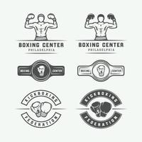 emblemas de logotipo de boxe e artes marciais e rótulos em estilo vintage. ilustração vetorial vetor