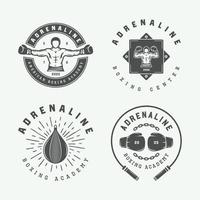 emblemas de logotipo de boxe e artes marciais e rótulos em estilo vintage. ilustração vetorial vetor