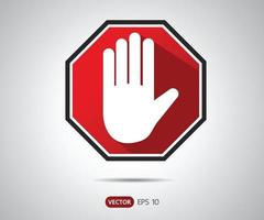 Pare o sinal octogonal de mão para atividades proibidas, ilustração vetorial de logotipo vetor