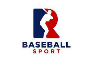 carta r beisebol logotipo ícone vetor modelo.