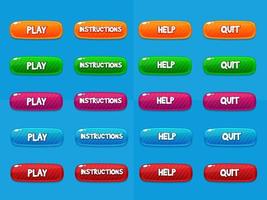 conjunto de botões de design de jogo colorido vetor