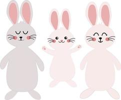 fofa coelhos família risonho feliz face vetor ilustração. feliz Páscoa elementos decoração. kawaii Papai mamãe filho coelhos família.