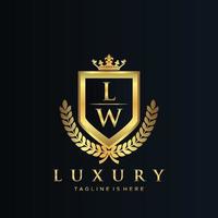 lw carta inicial com real luxo logotipo modelo vetor