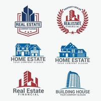 conjunto de design de logotipo de emblemas imobiliários vetor