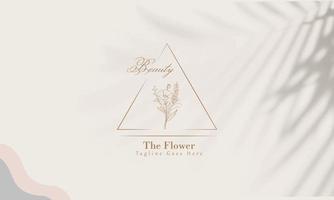 botânico floral elemento mão desenhado logotipo com selvagem flor e folhas. vetor