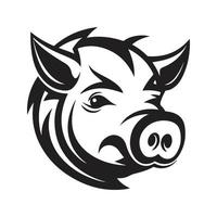 porco, logotipo conceito Preto e branco cor, mão desenhado ilustração vetor