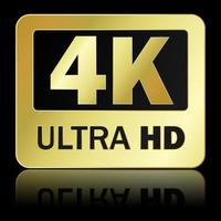 Sinal de ultra hd 4k com reflexo no fundo preto, ilustração vetorial vetor