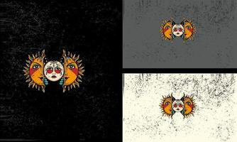 vetor do Sol e lua rostos dentro três único desenhos