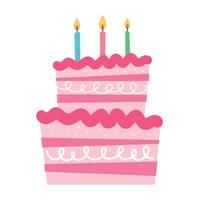 aniversário bolo com velas desenho animado. vetor
