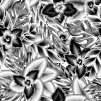vintage selva ilustração desatado padronizar com tropical folhas e flores plantas folhagem em branco fundo. elegante impressões textura. tropical papel de parede. floral fundo. Primavera Projeto. vetor