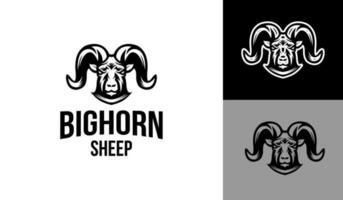 grande chifre ovelha logotipo com Preto cor vetor