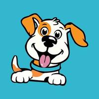 cachorrinho de desenho animado feliz sentado, retrato de cachorrinho fofo usando coleira. amigo cachorro. ilustração vetorial. isolado no fundo branco. vetor