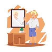 homem desenho animado personagem olhando às espelho, plano vetor ilustração isolado.