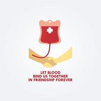 mundo sangue doador dia, vetor projeto, com sangue saco transferindo sangue conceito