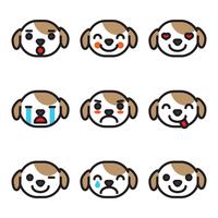 Delineado Emoji Dog Faces vetor