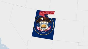 nos Estado Utah mapa em destaque dentro Utah bandeira cores e PIN do país capital sal lago cidade. vetor
