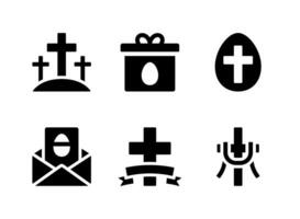 conjunto simples de ícones sólidos de vetor relacionados à Páscoa. contém ícones como calvário, presente, convite, cruz e muito mais.