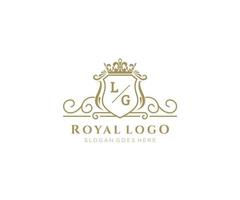 inicial lg carta luxuoso marca logotipo modelo, para restaurante, realeza, butique, cafeteria, hotel, heráldico, joia, moda e de outros vetor ilustração.