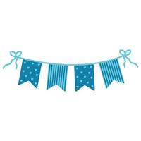 festivo decoração para uma crianças feriado, bebê chuveiro garoto. azul triangular bandeiras. vetor plano ilustração