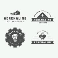 emblemas de logotipo de boxe e artes marciais e rótulos em estilo vintage. ilustração vetorial vetor