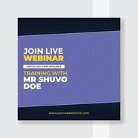 webinar de marketing digital ao vivo e modelo de postagem de mídia social corporativa vetor