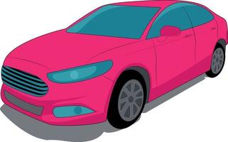 moderno carro rosa bonito em um fundo branco. vetor