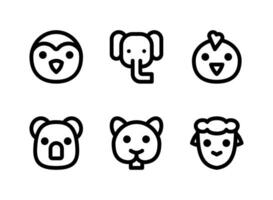 conjunto simples de ícones de linha de vetor relacionados a animais. contém ícones como pinguim, elefante, pintinho, coala e muito mais.