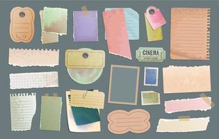 vintage scrapbooking papel, notas, adesivos, Tag vetor