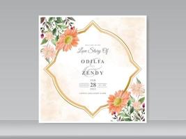 cartões de convite de casamento com design floral verde vetor