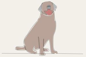 cor ilustração do uma cachorro sentado e olhando acima vetor