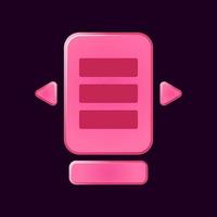 conjunto de tabuleiro de interface do usuário de jogo rosa engraçado para ilustração vetorial de elementos de recursos de interface do usuário vetor