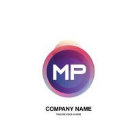 mp inicial logotipo com colorida círculo modelo vetor