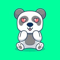 vetor panda sentado chocado fofa criativo kawaii desenho animado mascote